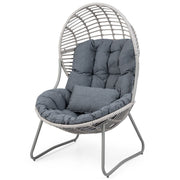 Fauteuil Coast en rotin - design en forme d'œuf - coussins amovibles - gris