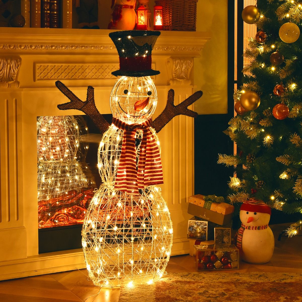 Bonhomme de neige lumineux Coast - 80 LED - Piquets et attaches de câble inclus - 66 x 14 x 110 cm