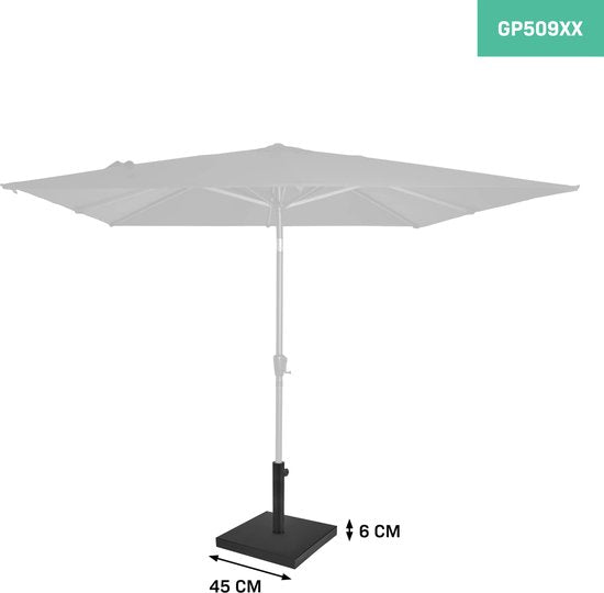 VONROC socle de parasol Rosolina - Socle de parasol en métal avec remplissage en béton - 45x45cm - 26 kg - Pour parasols à manche