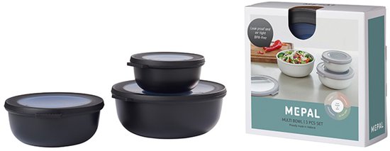 Mepal - Lot de boîtes de conservation Multikom Cirqula - 350 + 750 + 1 250 ml - Rondes - Noir nordique