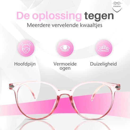 LC Eyewear Lunettes d'ordinateur - Lunettes à lumière bleue - Lunettes d'affichage - Unisexe - Rose transparent