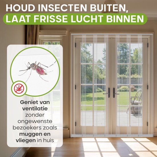 O'DADDY® Fly Curtain Slat Screen - 150x260 cm - Rideau de porte - Porte - Design ajustable - Fibre de verre - Moustiquaire de porte blanche