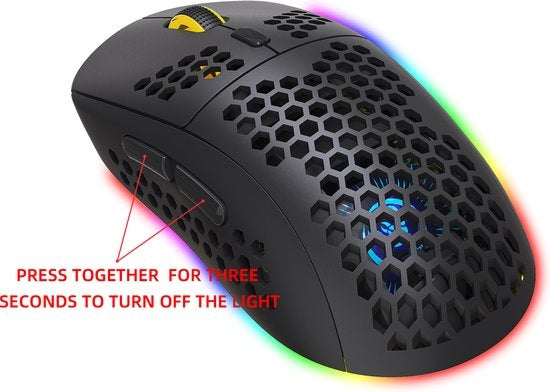 HXSJ T90 Souris de jeu sans fil 2.4G - Bluetooth - Souris d'ordinateur - Ultra légère - Eclairage RVB - Noir