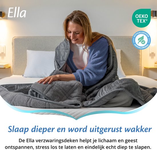 EL Life Couverture lestée 7 kg - Velours et polaire Sherpa Couverture lestée OEKO-TEX - Couverture lestée 135 x 200 cm - Couverture lestée - Gris