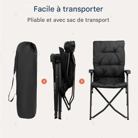 TRVLMORE Chaise de camping - Sac de transport inclus - Duo Pack - Capacité de charge de 150 kg - Chaise de camping - Compartiment de rangement - Chaise pliante - Noir