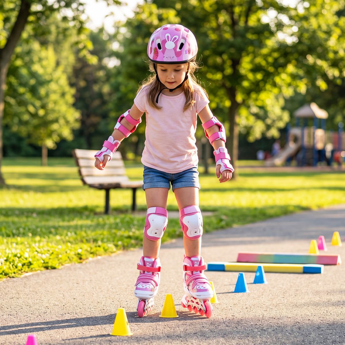 Rollers pour enfants Coast - Réglables sur 4 tailles - Roues lumineuses - Rose