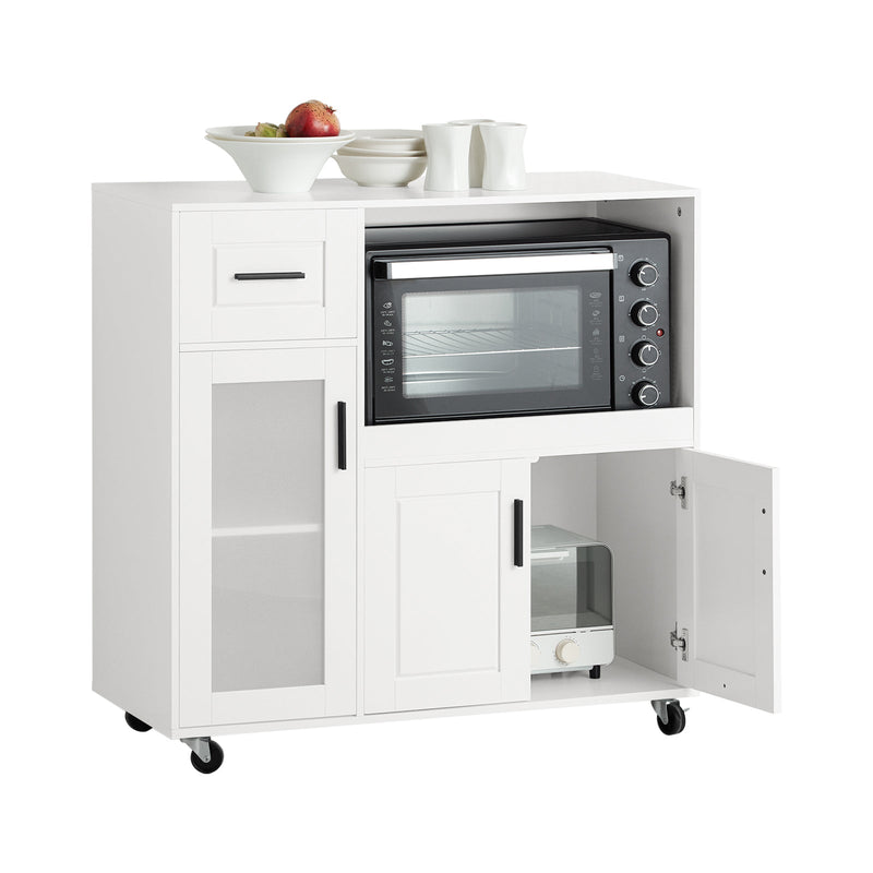 Armoire micro-ondes - SoBuy - Armoire cuisine - 1 tiroir - 3 portes - 89 x 40 x 89 cm - Blanc
