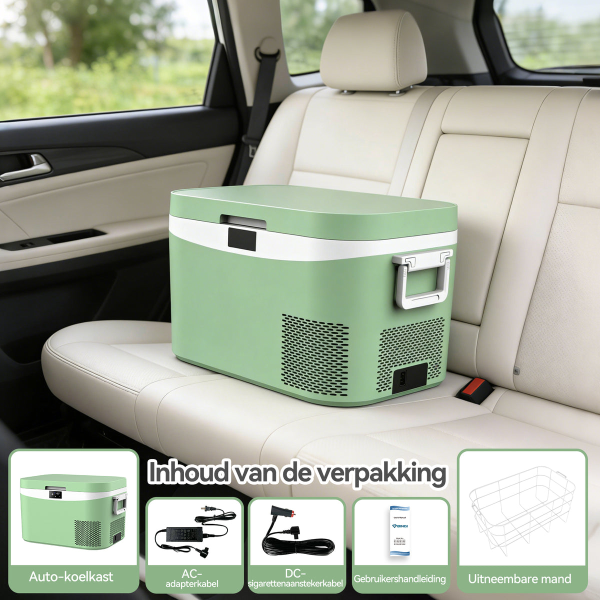 Glacière à compresseur BINGI 12,8 L – Mini-réfrigérateur électrique portable 12/24 V CC – Congélateur électrique portable pour voiture, camion, pique-nique, camping et usage domestique