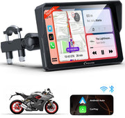 CARPURIDE W702 Pro - Écran CarPlay pour moto - fonction intercom - boussole - baromètre - écran tactile - partage de musique - double connexion Bluetooth
