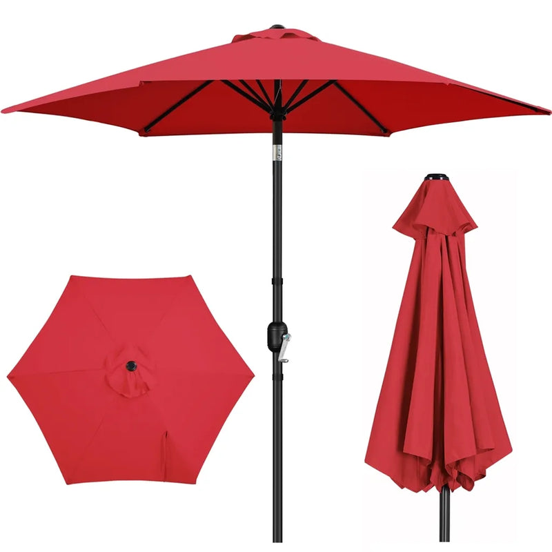 Parasol de jardin Yaheetech Ø 269 cm - Rouge - Parasol inclinable avec manivelle et protection UV UPF 50+