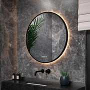 Miroir de salle de bain Mirlux - Eclairage et chauffage LED - Anti condensation - mural rond - 80CM - Noir mat
