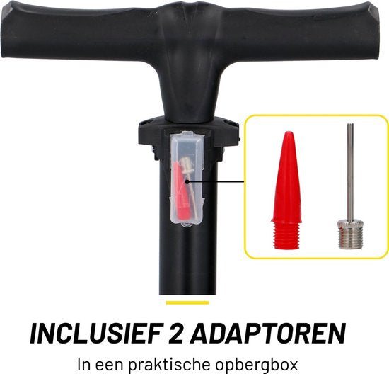 Pompe à vélo Dunlop avec manomètre et jeu d'adaptateurs de valve - Pompe sur pied 180 PSI - Compatible avec les valves Presta, Dunlop et Schrader - Raccords adaptateurs pour vélo, voiture et ballon - Boîte de rangement incluse