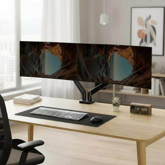 Skoov Bras pour moniteur avec vérin à gaz - Pour 13-32 pouces - 2 écrans - Support - Moniteur - Support - Support - Extra stable - Noir