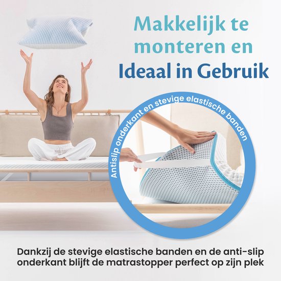 Ella Topper 90x210 cm - Matelas Topdekmatras - Surmatelas en mousse à mémoire de forme infusée de gel et mousse Aircell - fermeté moyenne