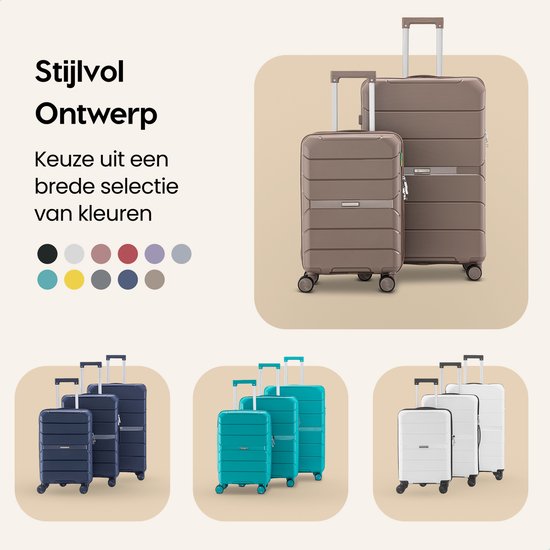 SKYCASES Urban Adventurer - Valise de voyage moyenne - Serrure à chiffres - 44x27x66cm - 78L - Valise de voyage avec serrure de valise - Roues pivotantes - Champagne V2