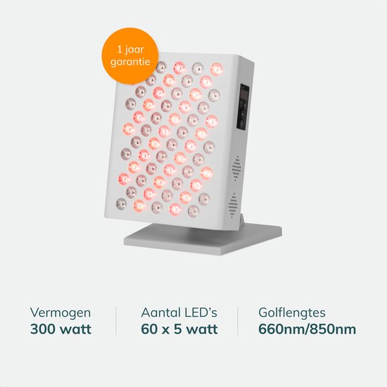 Lampe infrarouge Soft&Silky - 300W - 630/850NM - 60LEDs - Thérapie infrarouge - Thérapie par la lumière rouge - Lampe pour les muscles - Thérapie par la lumière - Visage - Articulations - Lumière rouge