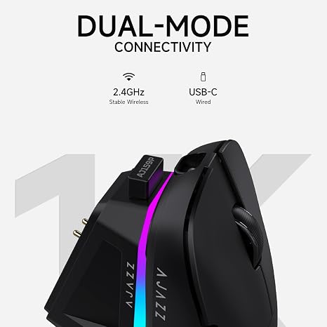 DAIDAI  AJAZZ AJ159P Souris de jeu sans fil avec station de recharge RGB – PAW3395 – 26 000 DPI – 56 g
