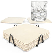 Sous-verres en simili cuir Castagnola – Sous-verres pour verres – Sous-verres design avec support – Lot de sous-verres en cuir avec support métallique – Cuir – Lot de 10 – Blanc cassé – 10 x 10 cm