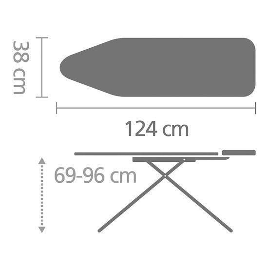 Table à repasser Brabantia Perfect Flow B - avec support pour générateur de vapeur - 124 x 38 cm - Fresh Breeze