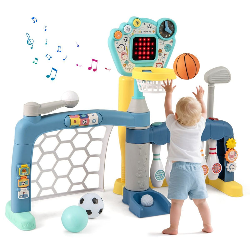 Jouet sportif 5-en-1 Coast pour tout-petits - panier de basket, cage de foot, golf, bowling, baseball - multicolore