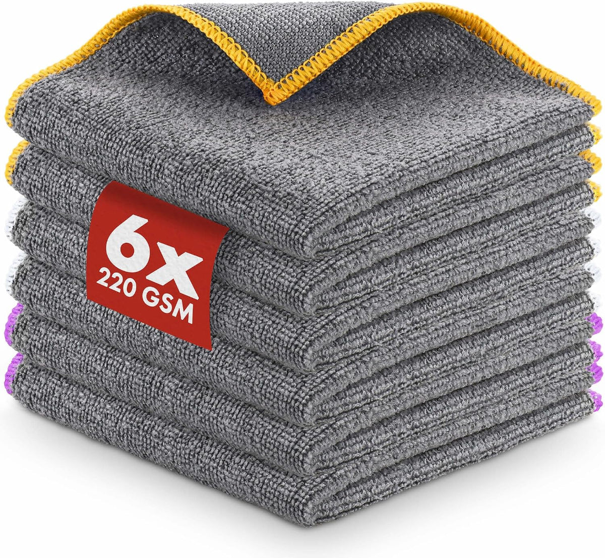 LICARGO Chiffons en microfibre pour voiture - 30 x 30 cm - 220 g/m² - Lot de 6