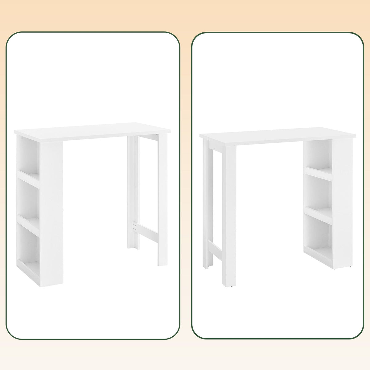 SoBuy FWT17-II-W Table de bar - Table de cuisine haute avec rangement - Table debout compacte pour la cuisine, le salon ou le bar à café - Blanc - 112 x 57 x 106 cm