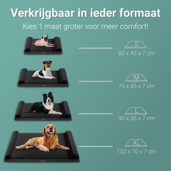 CozySense® Coussin orthopédique pour chien 100 X 70 cm - Taille XL - Imperméable - Convient comme coussin de banc et lit pour chien - Housse lavable - Noir