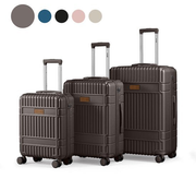 Ensemble de valises SKYCASES - Classic Heritage – 3 pièces – Valises cabine et en soute – 36 L/63 L/100 L – Serrure TSA – Roulettes silencieuses à 360° – Légères – Trolley – Marron