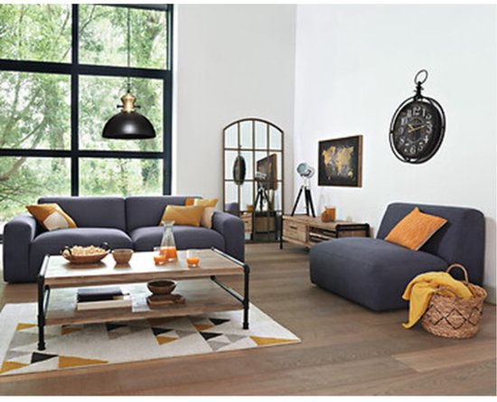 Atmosphera - Lampe industrielle - Métal - Bois - Noir - 68 cm