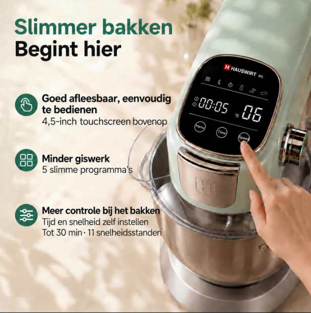 Robot ménager HAUSWIRT M5 - 600 W - 11 vitesses - 5 préréglages - Écran tactile LED - Vert turquoise