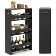 Chariot de cuisine Coast - étagère étroite à niches sur roulettes - 4 niveaux - noir et marron - 47,5 x 20 x 80,5 cm