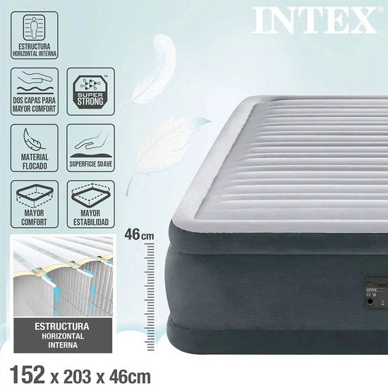 Matelas gonflable Intex Queen Comfort-Plush avec pompe intégrée - 203 x 152 x 46 cm