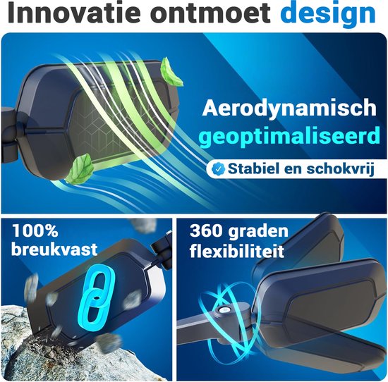NEXTCOVER® Rétroviseurs vélo e-bike gauche et droite SET avec ProVision verre véritable - Rétroviseur vélo monté sur guidon - Rétroviseur vélo e-bike, Rétroviseur vélo et e-bike