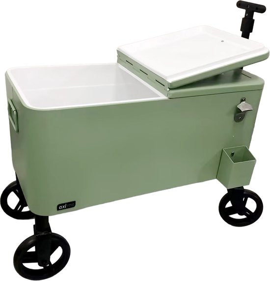 Chariot-glacière AXI Cooler Go vert - Chariot - Glacière à roulettes - Capacité de 76 L - Glacière avec robinet de vidange
