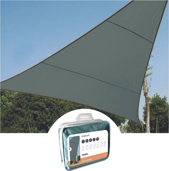 Perel Toile d'ombrage, hydrofuge, 3,6 x 3,6 x 3,6 m, 160 g/m², polyester, triangle, vert-gris
