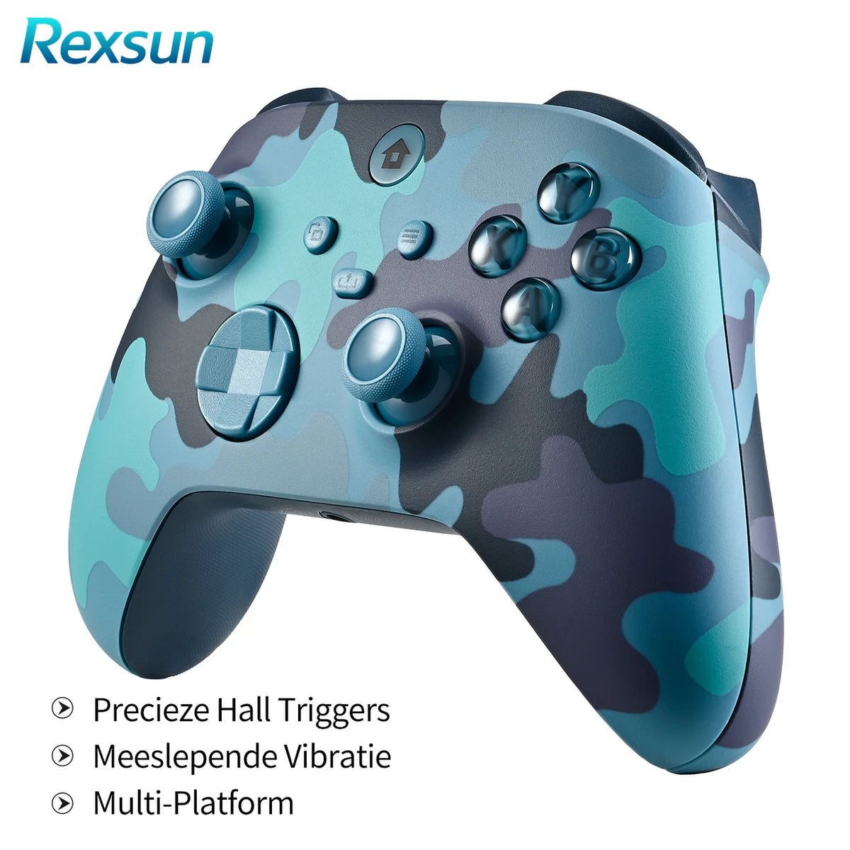 Manette de jeu sans fil Rexsun WR007 - Bleu camouflage - 2,4 GHz, Xbox One/PC, fonction de vibration