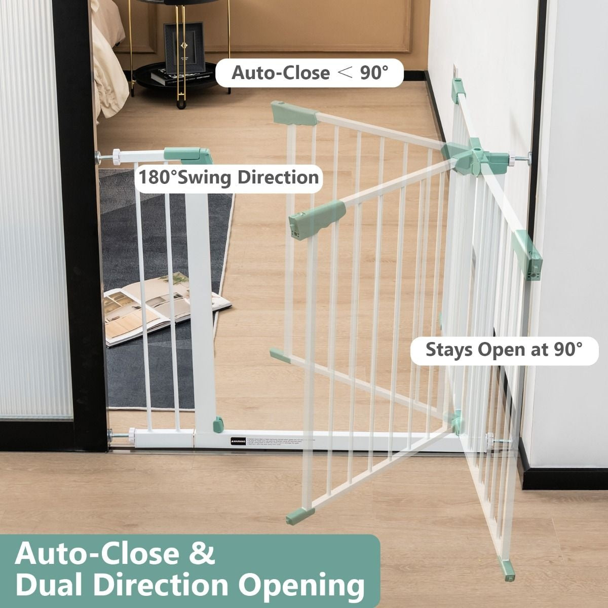 Coast Stairgate Extra High - Incl. Extenders - Pour animaux de compagnie et bébés - Vert / Blanc