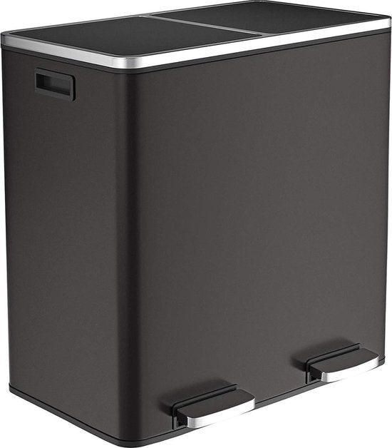 Poubelle O'DADDY® - 60L (2x 30L) - à pédale - 59 x 65 x 32 cm - Noir