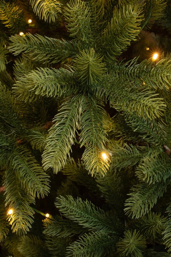 Black Box Trees Nagoya Sapin de Noël - Sapin artificiel avec éclairage LED et structure articulée - Décoration de Noël d'intérieur au look naturel - Rond - H 210 x Ø 115 cm - Vert