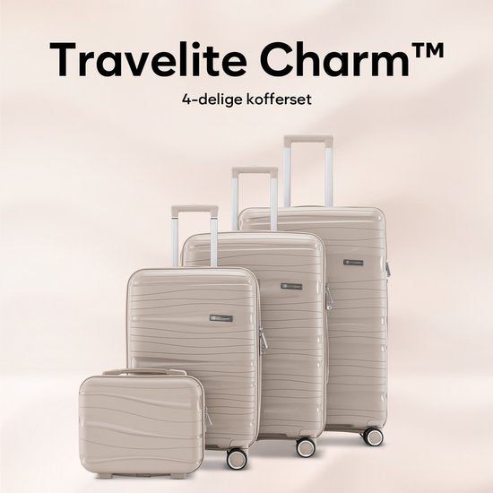 SKYCASES Travel One – Valise de voyage moyenne de 24 pouces – Serrure à combinaison – 41 x 24 x 69 cm – 68 L – Légère, étanche et résistante – Beige