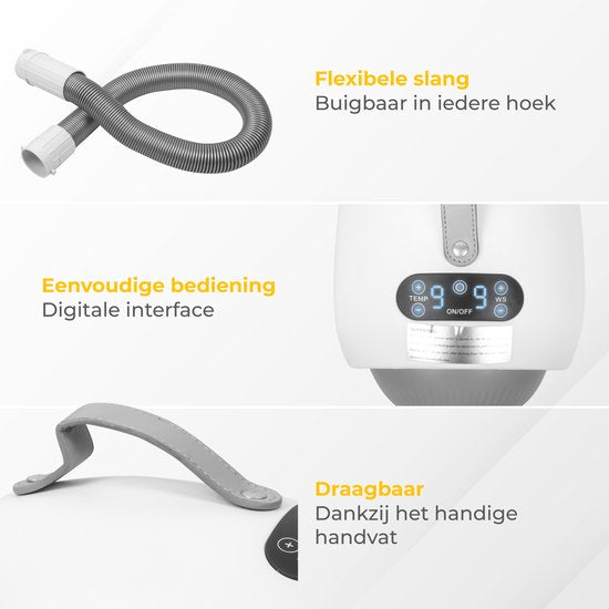 Nuvance - Sèche-cheveux pour chien - Soufflerie d'eau pour chien - 2100W - avec 3 accessoires - Sèche-cheveux pour chien - Soufflerie d'eau pour chien - Puissance réglable - Fourneau pour chien - Blanc
