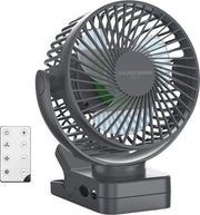 Vulpes Goods® Tech - Mini ventilateur USB PRO - Ventilateur de table rechargeable - Mini ventilateur silencieux avec télécommande - Ventilateur de poche - Petit, silencieux et sans bruit - 3 vitesses et éclairage - 12000 mAh et fonction Powerbank - Noir P