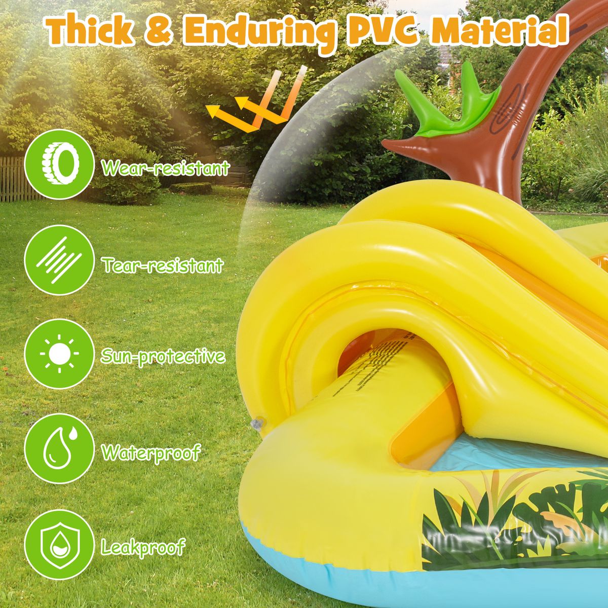 Centre de jeux gonflable Coast « Aventure dans la jungle » - Toboggan et brumisateur - Pour les enfants de 2 à 6 ans - Multicolore