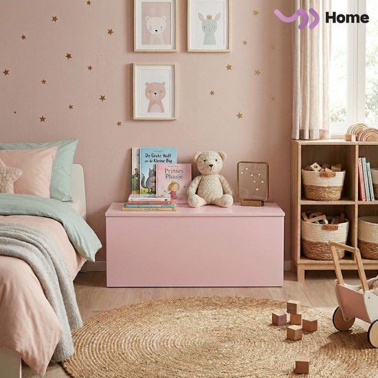 VDD Home - Coffre de rangement - coffre à jouets - coffre à couvertures - Rose - Bois - 100 x 40 x 40 cm