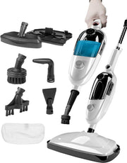 URGOODS - Nettoyeur vapeur haute pression 2-en-1 et sèche-mains - plastique blanc - comprend 8 accessoires et 2 chiffons en microfibre - pour sols et canapés - multifonctionnel et hygiénique