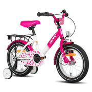 Vélo pour enfant Hiland Starry 12 pouces - Rose - avec roues d'appoint, 2 à 7 ans