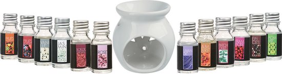 Lot de 12 flacons d'huiles parfumées Atmosphera - Brûleur d'arômes et flacons de 10 ml - Brûleurs d'arômes