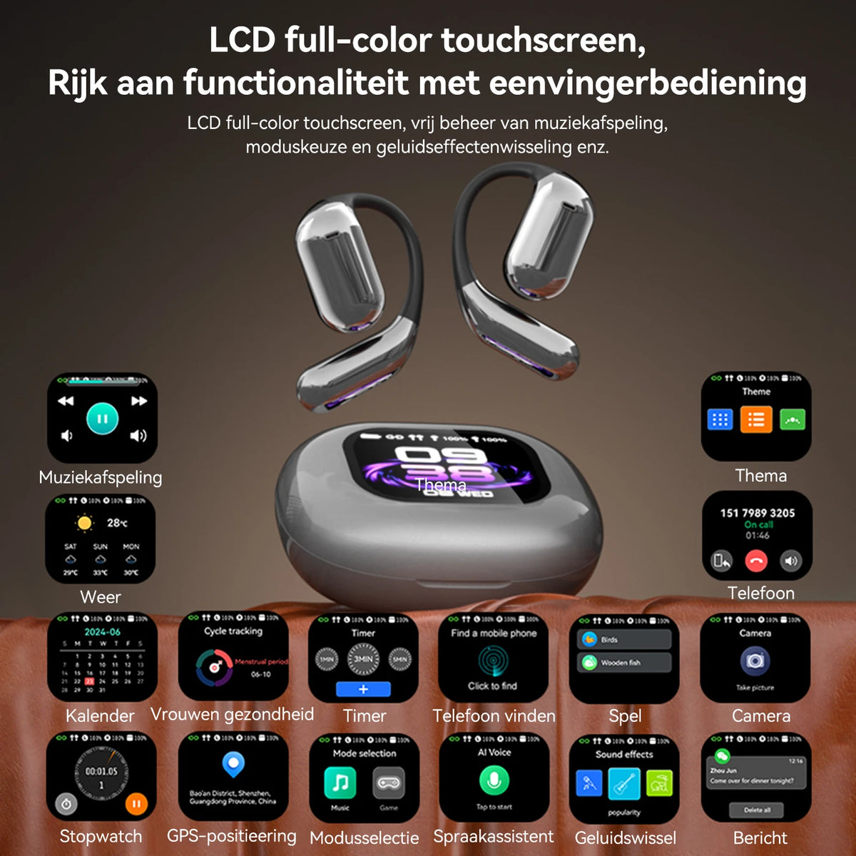 Écouteurs de traduction FITTEK YYK Q16 Pro AI - Gris argenté - Bluetooth 5.4, ANC, autonomie de 40 h