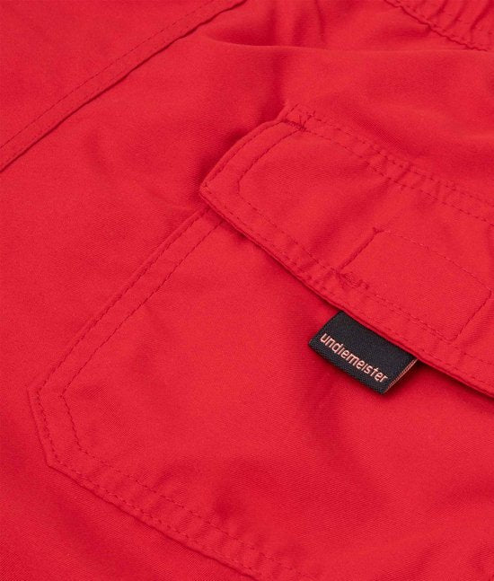 Maillot de bain Undiemeister pour homme - Séchage rapide - Poches zippées - 100 % polyester recyclé - Fiery Sunrise (rouge) - Taille L