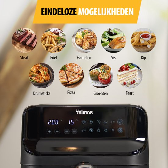 Tristar FR-9037 - Friteuse à air chaud XXL - 6,2 L - Avec hublot - 10 programmes de cuisson - Sans PFAS